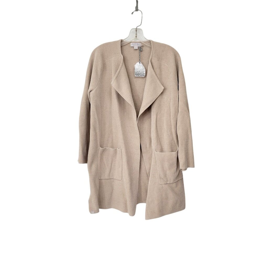 Barefoot Dreams CozyChic Ultra Lite Knit Beige Open Front Cardigan M - Picture 5 of 5